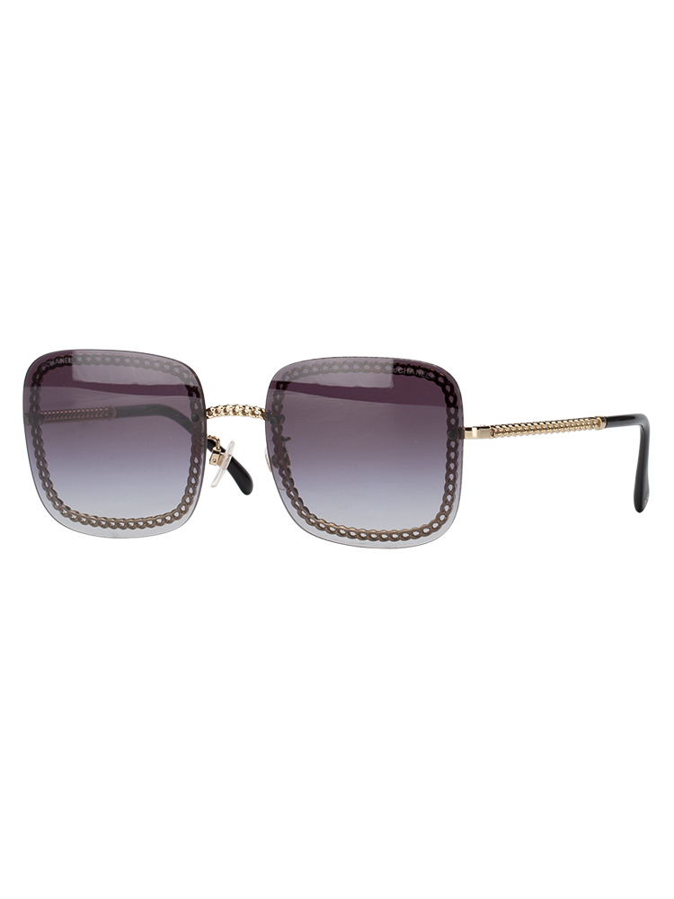 4244 Square Sunglasses with Chain Black