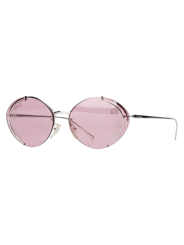 SPR 60U Metal Oval Frameless Sunglasses Silver Pink