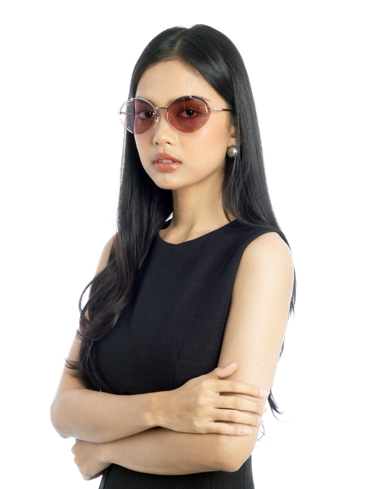 SPR 60U Metal Oval Frameless Sunglasses Silver Pink