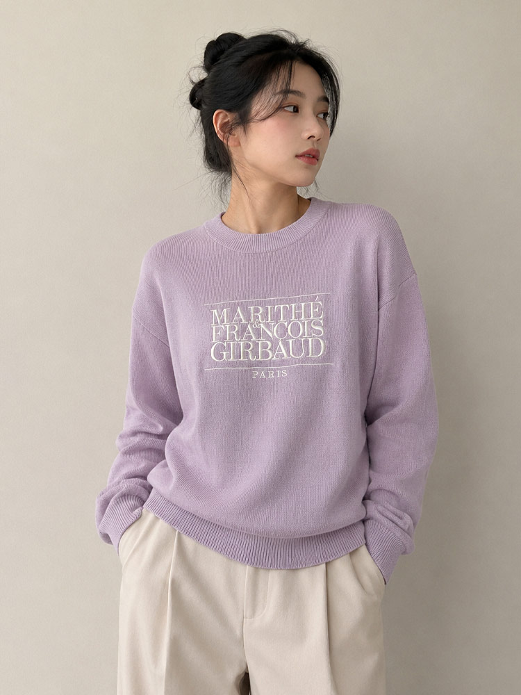 Classic Logo Knit Pullover Lilac Sz M