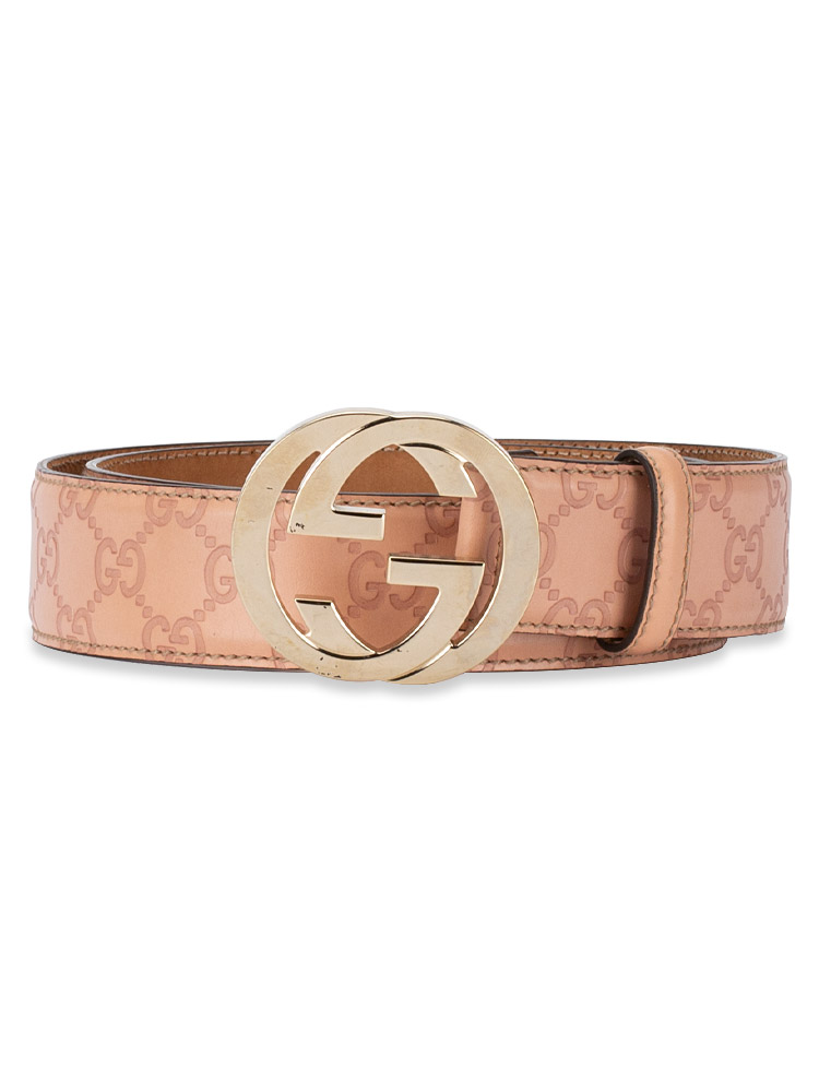 Guccissima Interlocking G 40mm Belt Soft Pink Sz 85