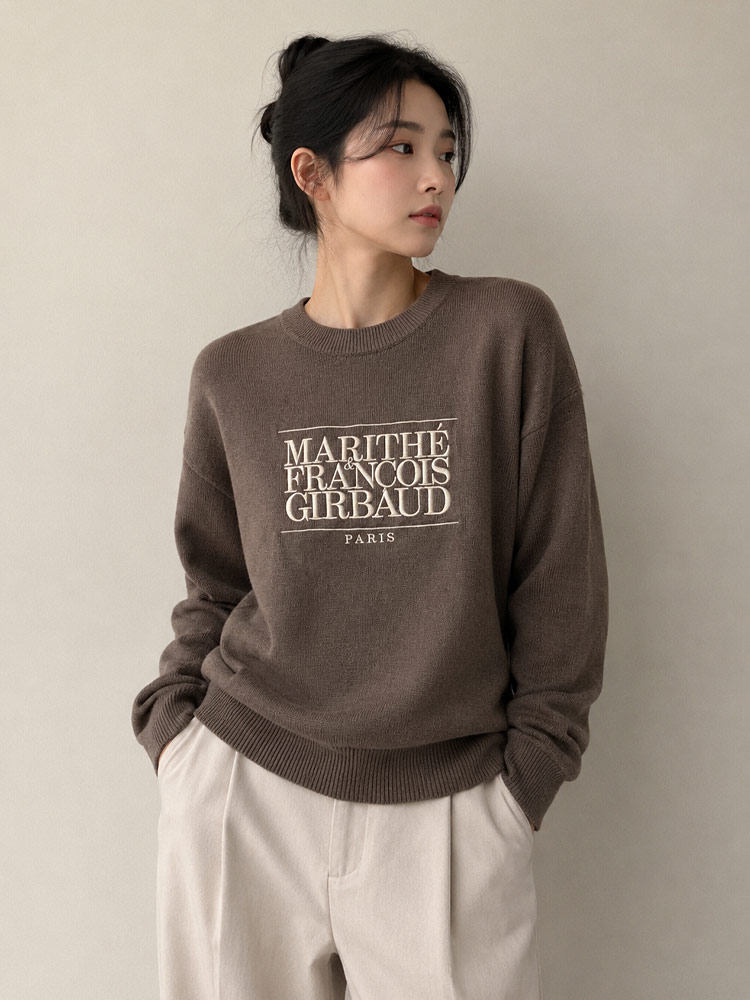 Classic Logo Knit Pullover Brown Sz M