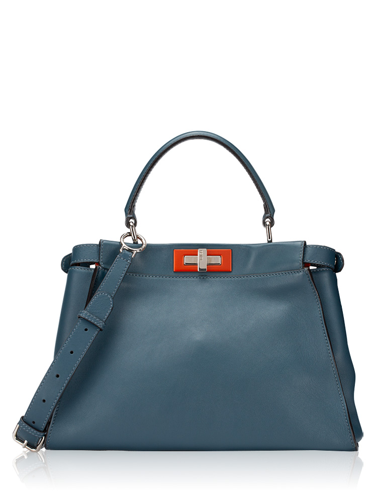 Vitello Seta Shiny Nappa Peekaboo Medium Iconic Satchel Blue