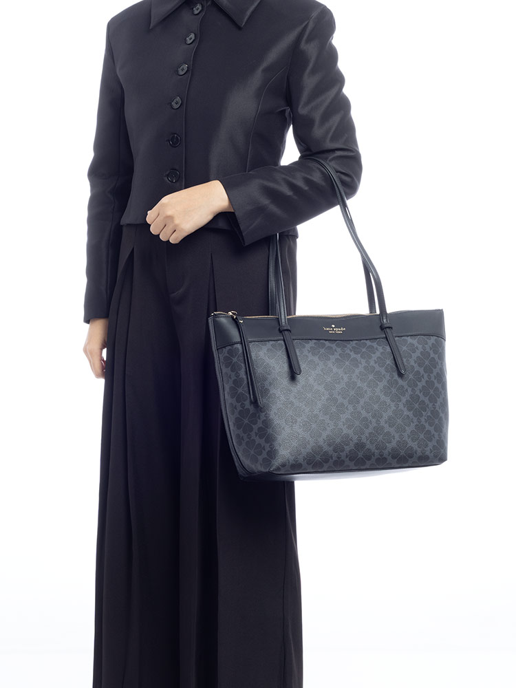 All Day Spade Flower Tote Black