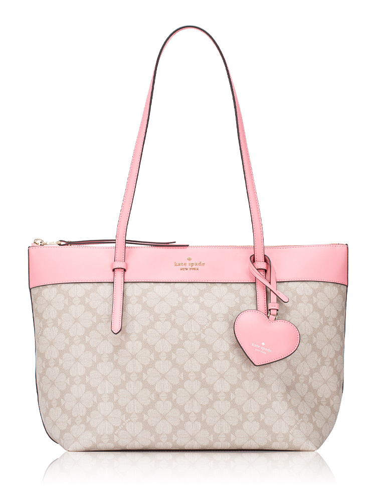 All Day Spade Flower Tote With Charm Dark Beige