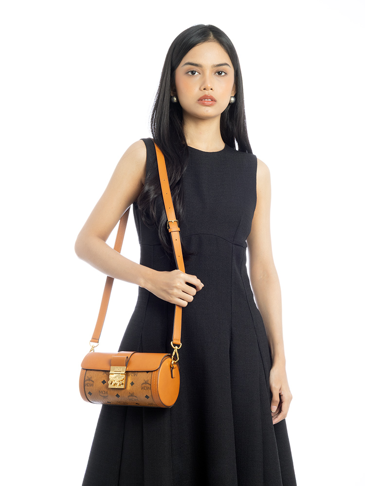 Visetos Tracy Cylinder Small Crossbody Cognac