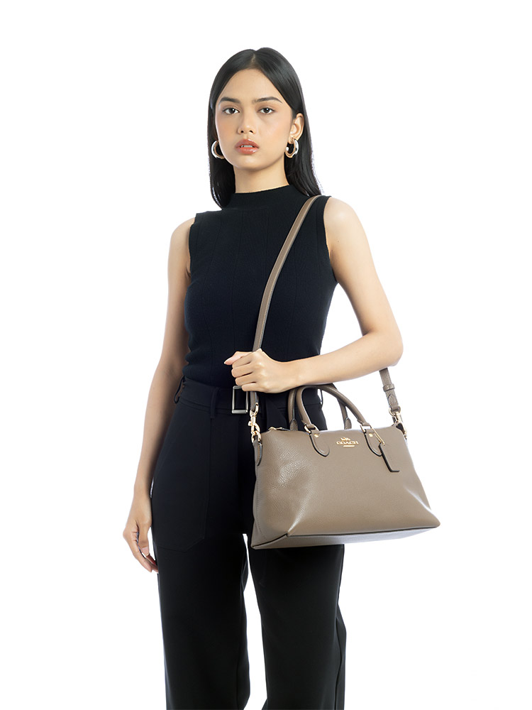 CR156 Georgia Leather Satchel Dark Stone