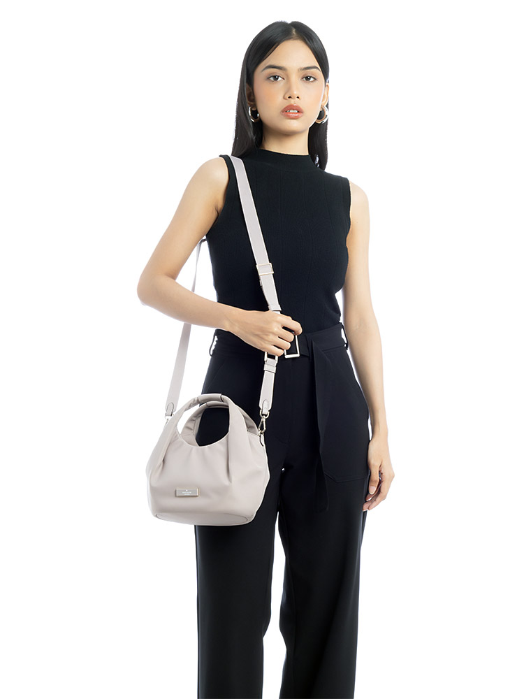 Carter Pleated Small Crossbody Cozy Grey