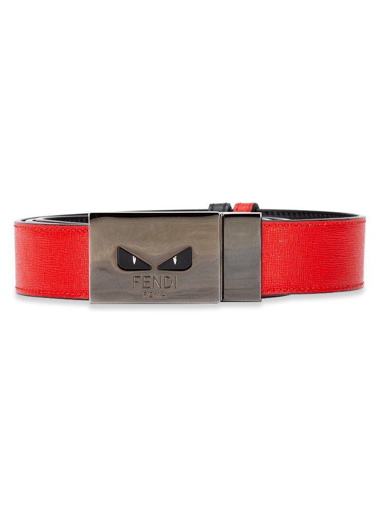 Vitello Monster Eyes Buckle Belt Black Red
