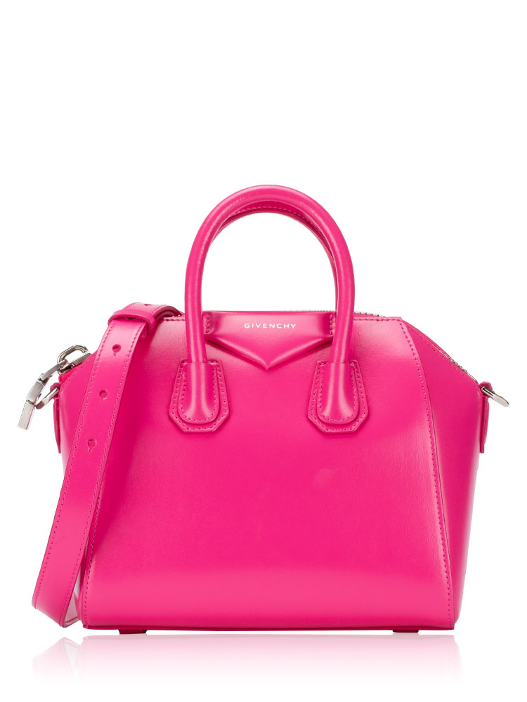 Shiny Lord Calfskin Mini Antigona Neon Pink