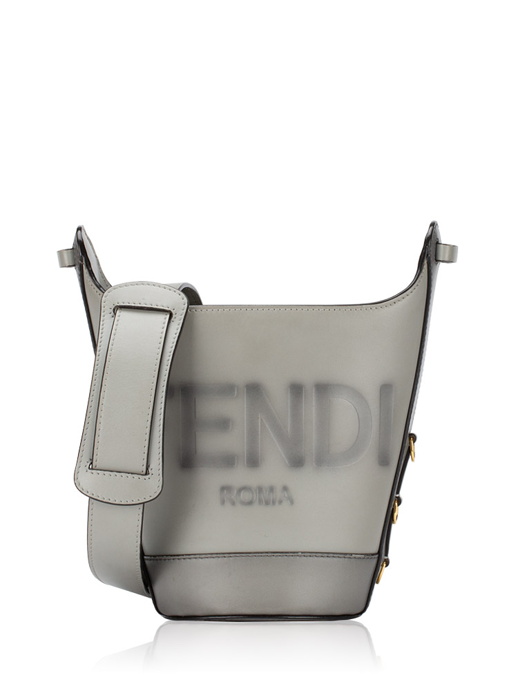 Calfskin Logo Bouquet Shoulder Bag Grey