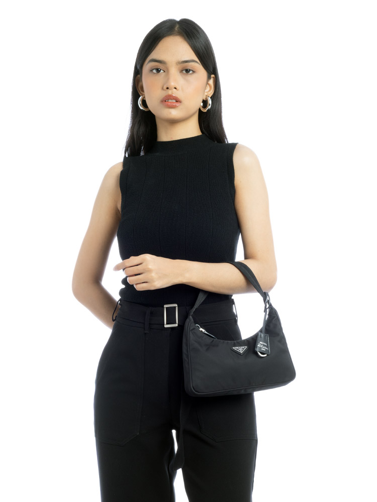 1NE515 Tessuto Re-Edition 2000 Mini Hobo Nero