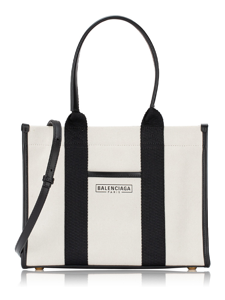 Canvas Logo Hardware Small Tote Natural Black