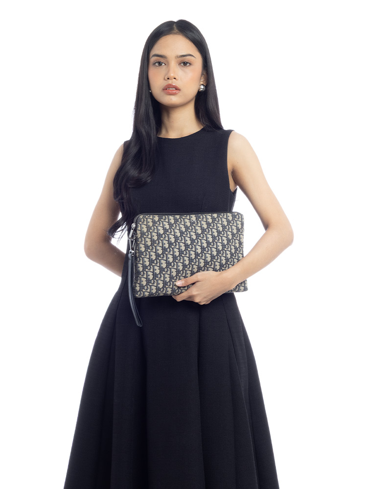 Oblique A4 Zip Pouch Blue