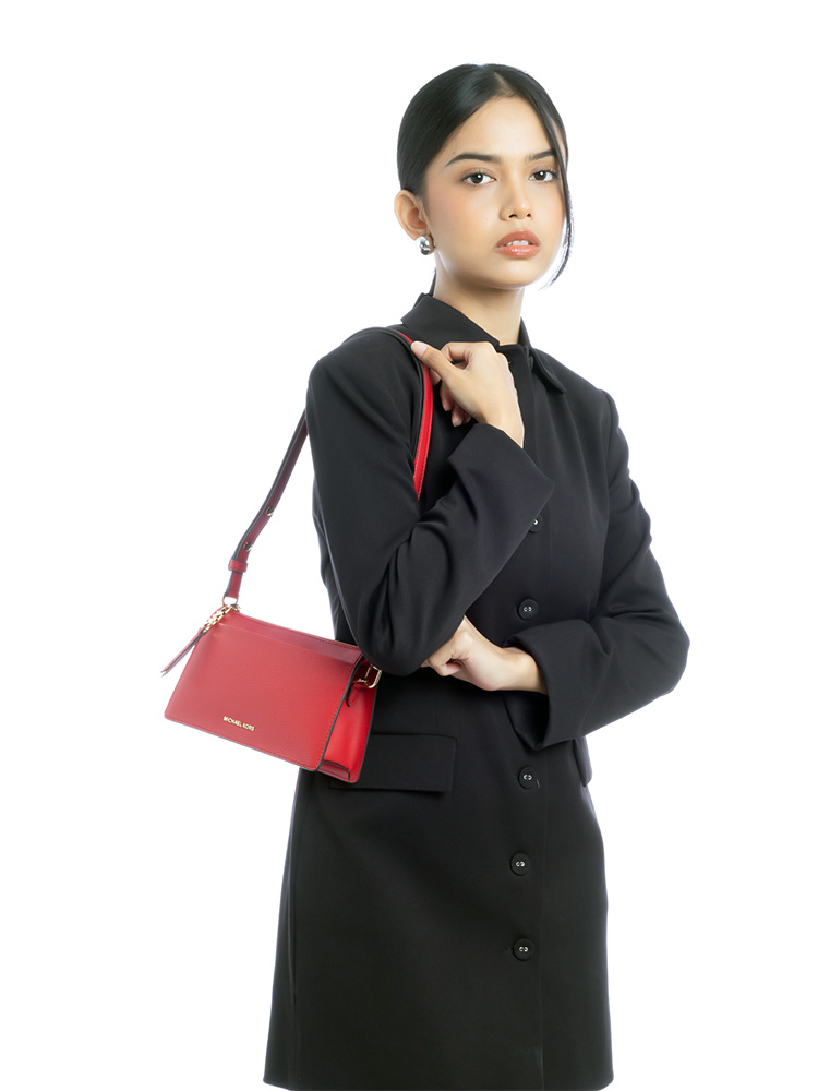 Empire Leather Large Crossbody Crimson