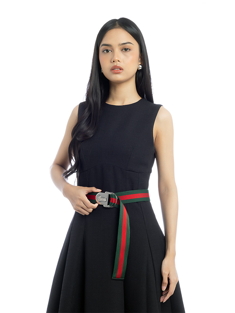 Sherry Line D-Ring 4mm Buckle Belt Red Green Sz.85