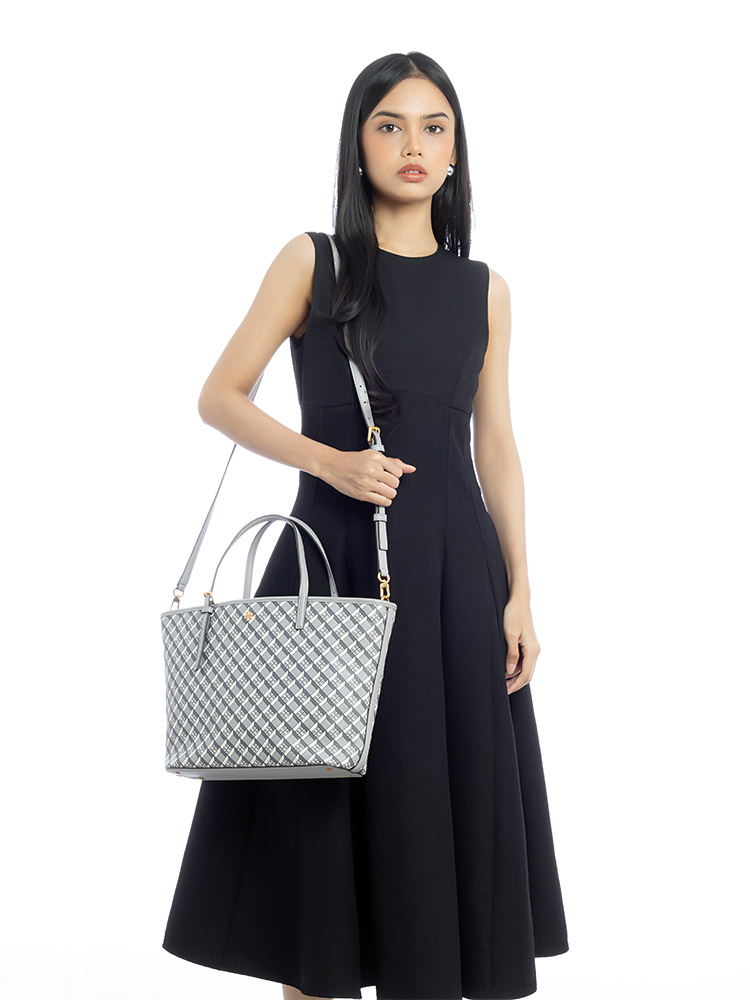 Geo Logo Mini Zip Tote Gray