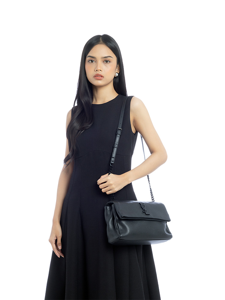 Grain De Poudre Monogram West Hollywood Fold-Over Crossbody Black