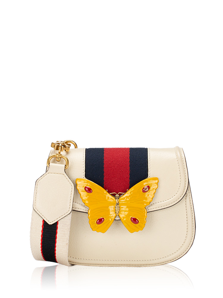 Calfskin Butterfly Linea Totem Shoulder Bag White