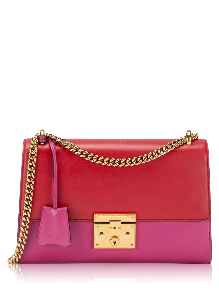 Calfskin Padlock Medium Shoulder Bag Hibiscus Red New Rosette