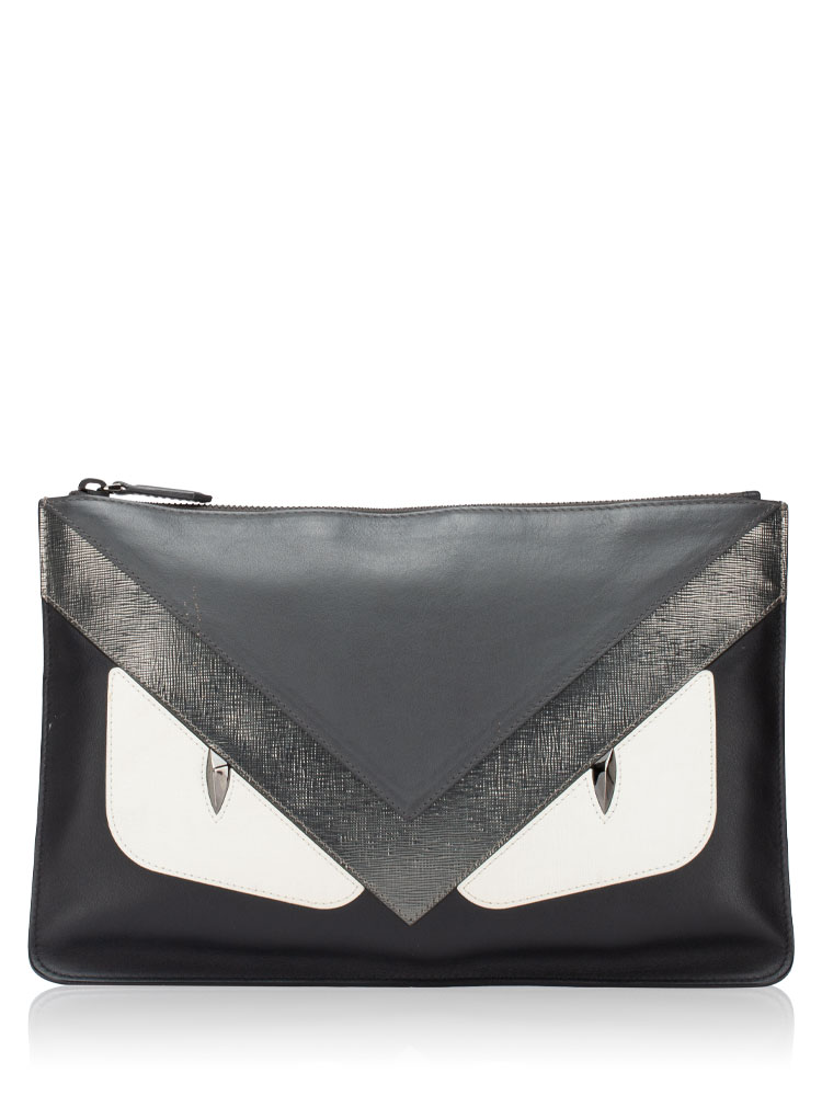 Vitello Century Monster Eyes Pochette Nero Graphite