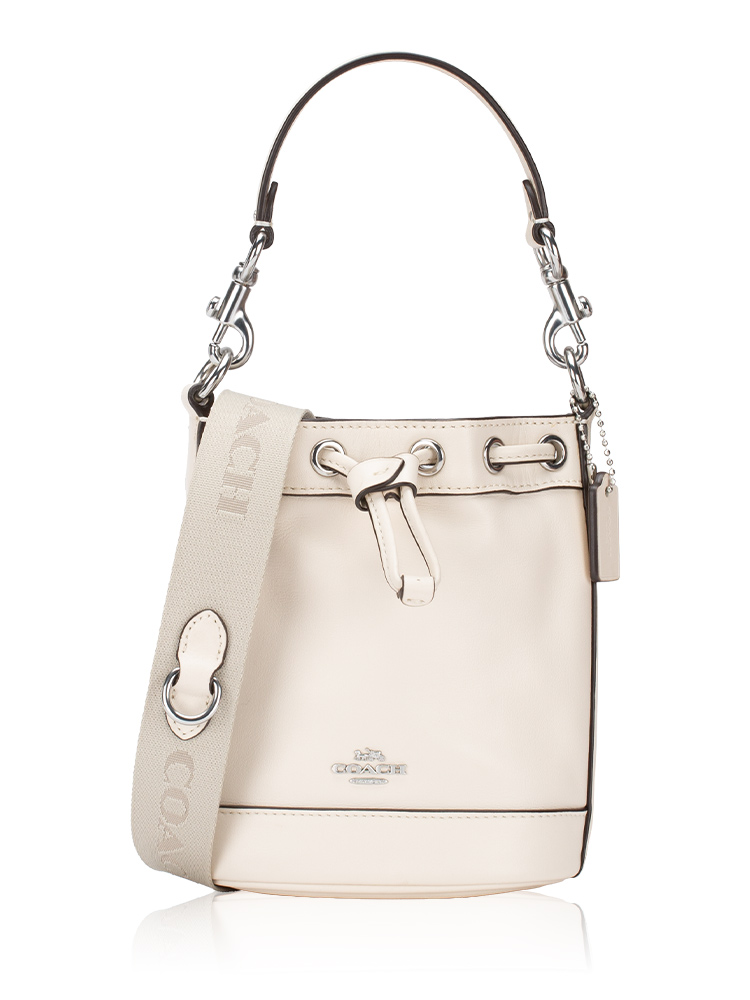 CR144 Smooth Leather Mini Bucket Bag Chalk