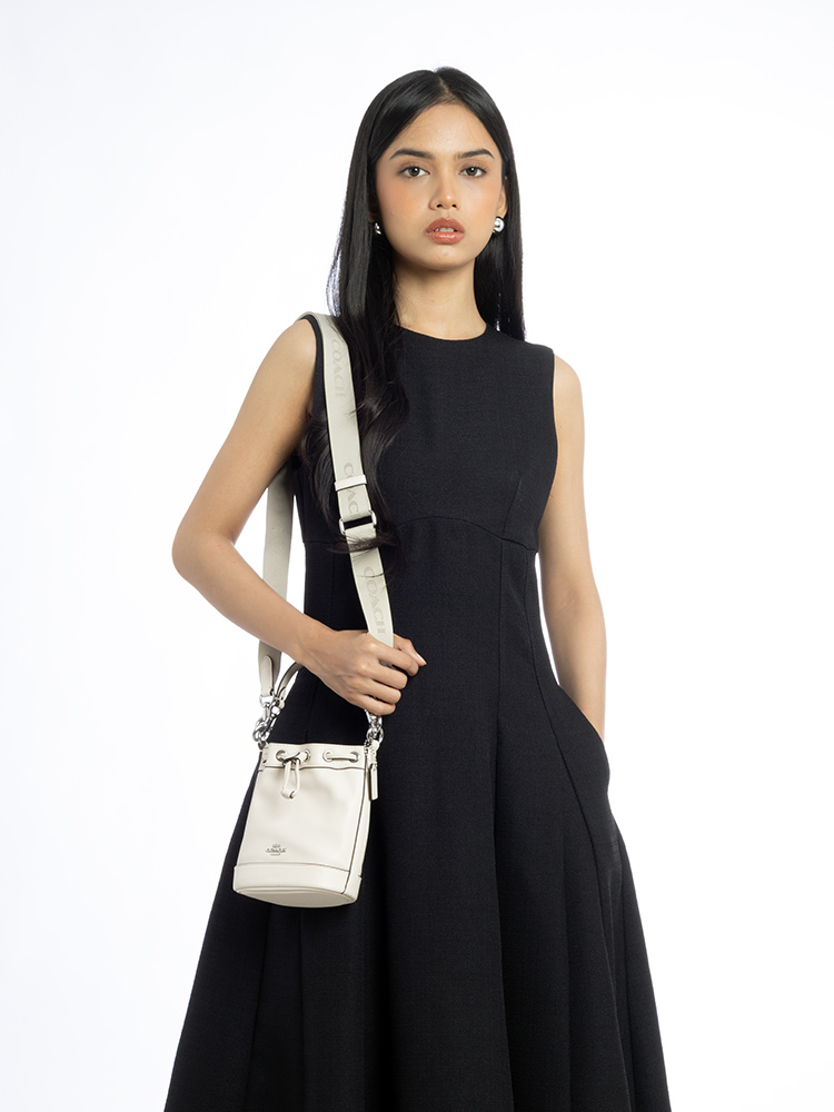 CR144 Smooth Leather Mini Bucket Bag Chalk