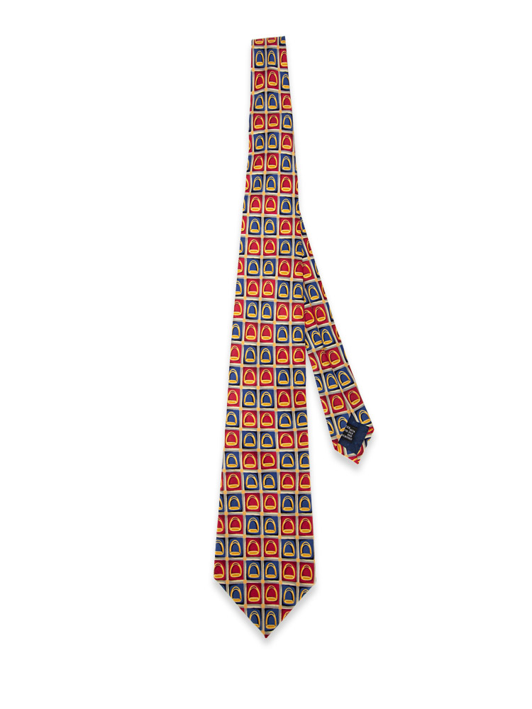 Men Silk Printed Tie Blue Multicolor