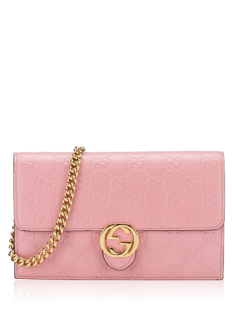 Guccissima Icon Chain Wallet Carmine Rose