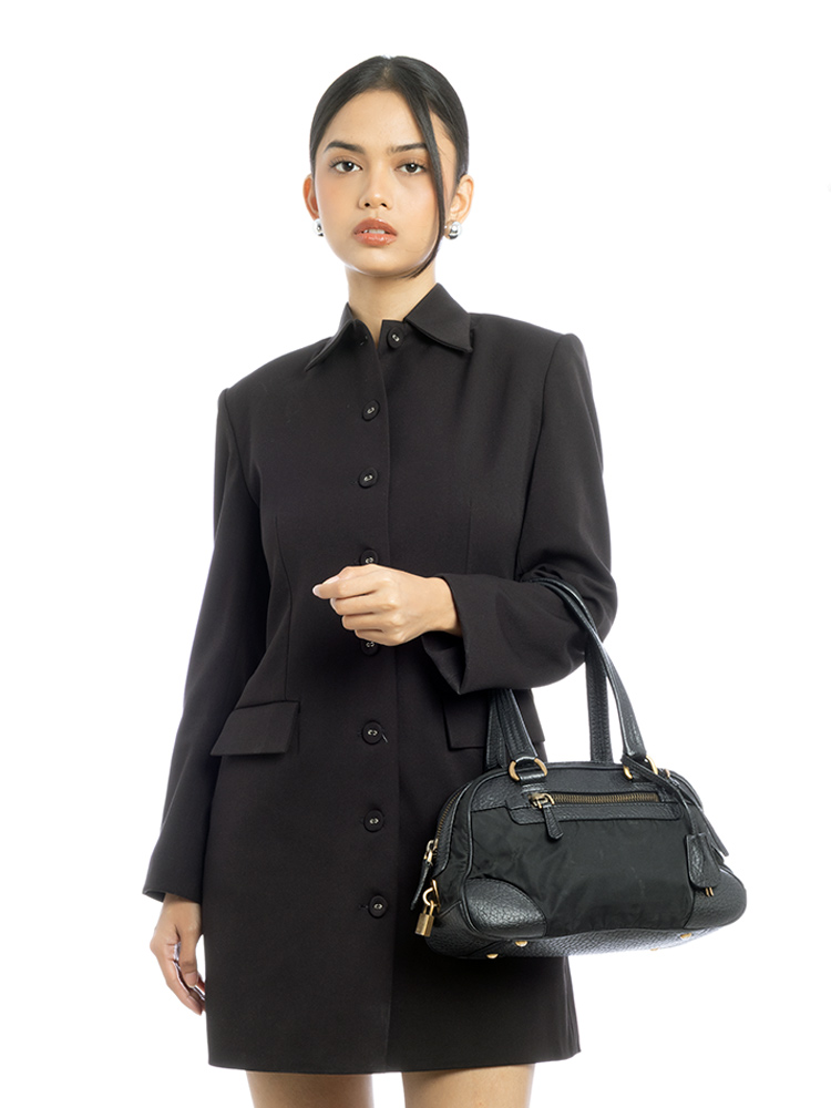 Vintage Tessuto Bowler Bag Nero