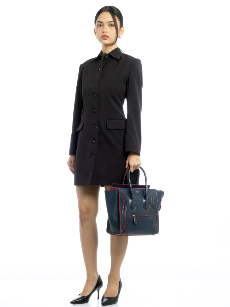 Smooth Calfskin Micro Luggage Navy Red