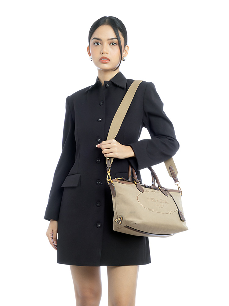 1BA104 Jacquard Logo Tote Corda Bruciato