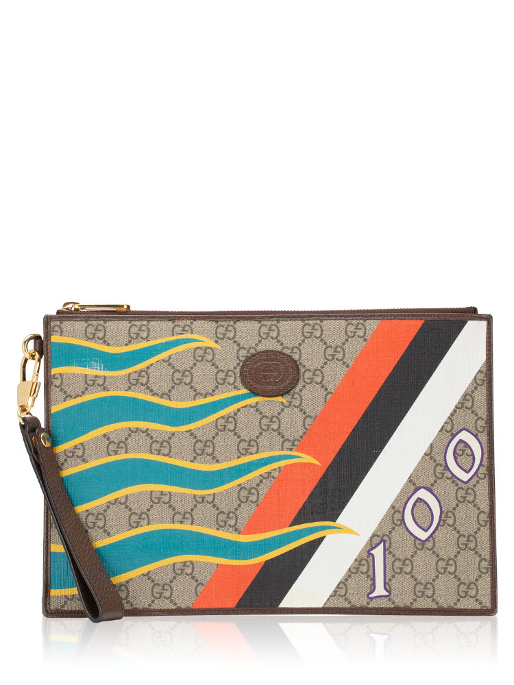 GG Supreme 100th Anniversary Pouch Beige Multicolor