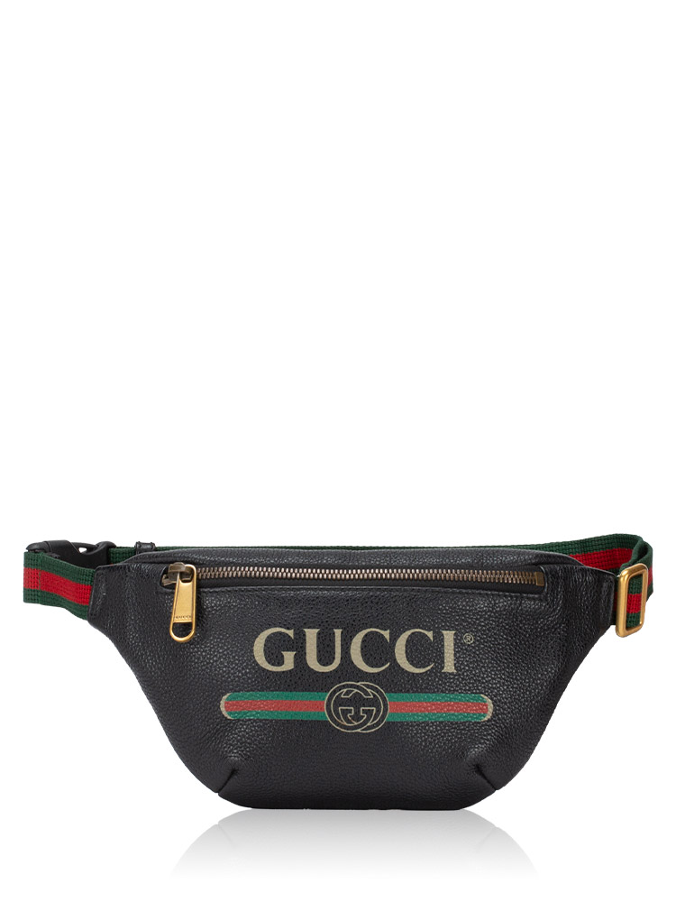 Grained Calfskin Logo Small Belt Bag Black