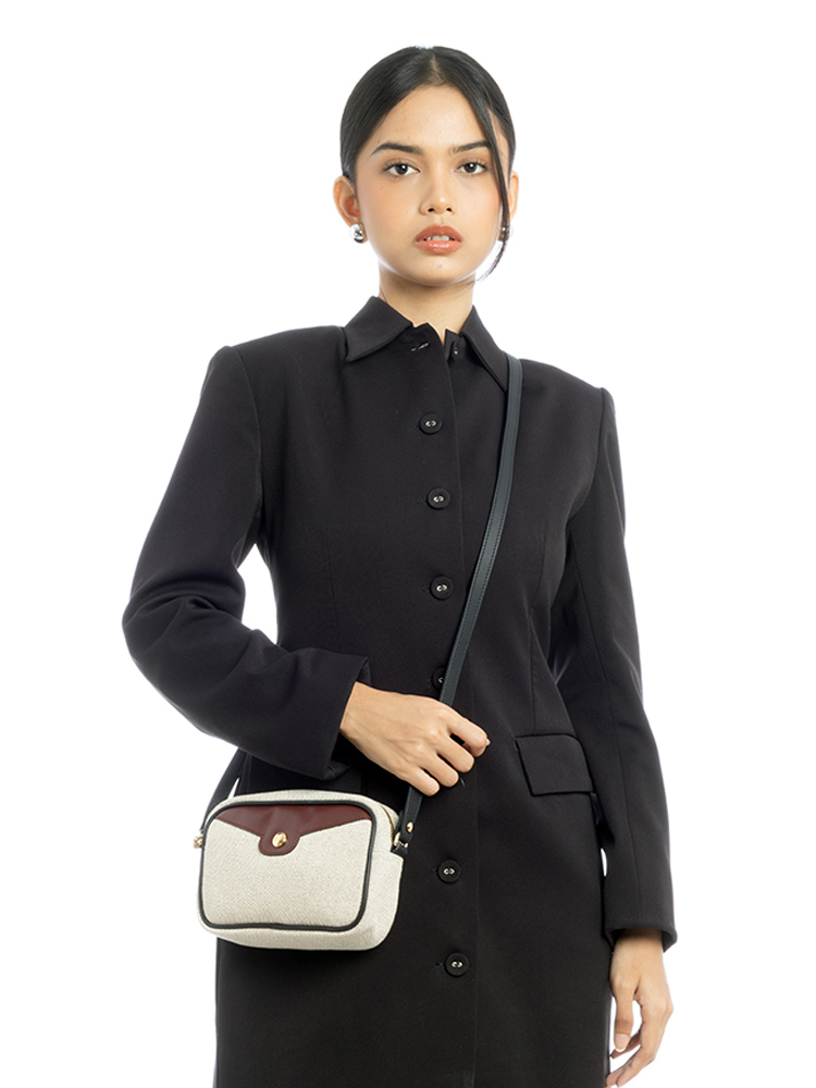 Mademoiselle Canvas Camera Bag Ecru