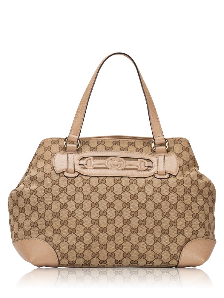 GG Canvas Dressage Tote Beige Brown