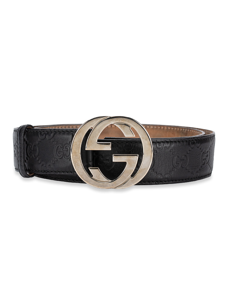 Guccissima Interlocking G 40mm Belt Black Sz 90