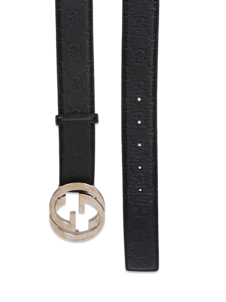 Guccissima Interlocking G 40mm Belt Black Sz 90