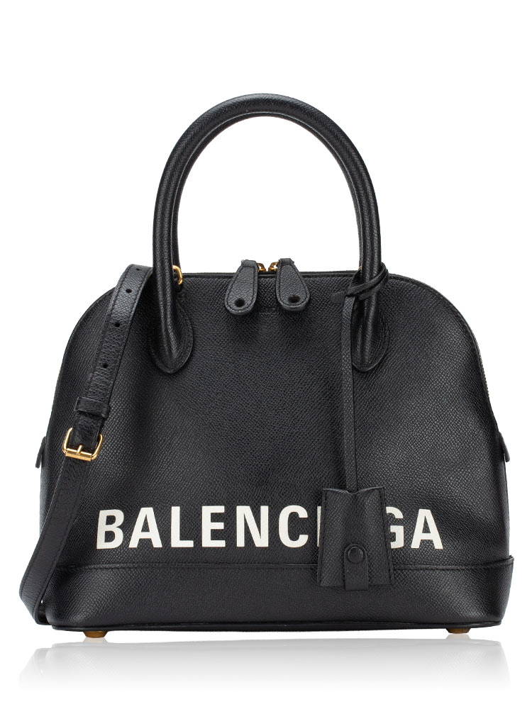 Grained Calfskin Ville Small Top Handle Bag Black