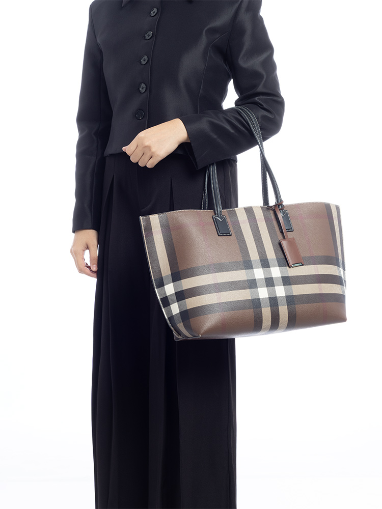 Check E-Canvas Soft TB Medium Tote Dark Birch Brown