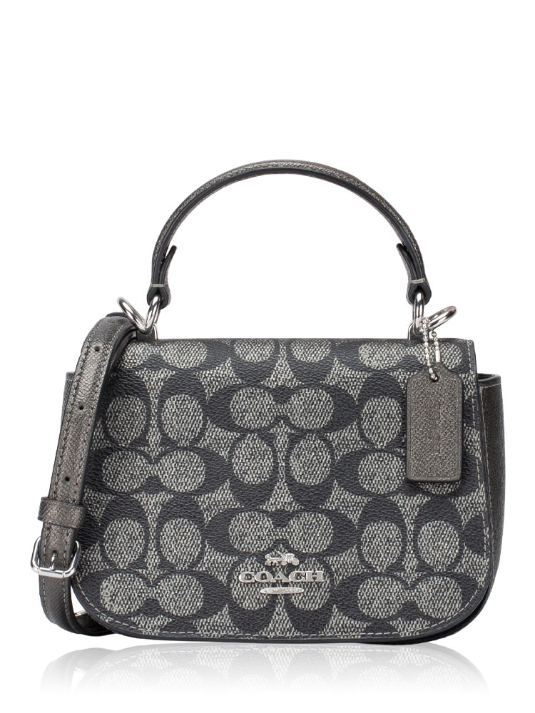 CX576 Metallic Signature Lysa Top Handle Bag Gunmetal