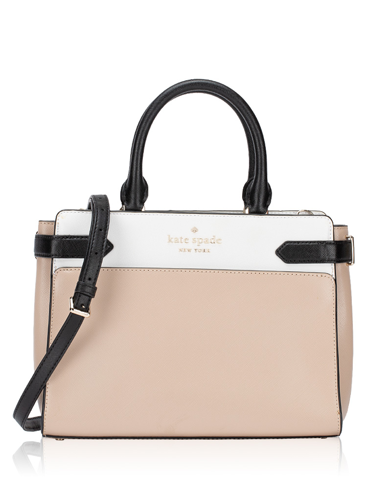 Staci Colorblock Medium Satchel Warm Beige
