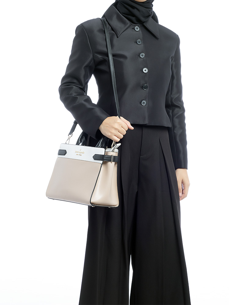 Staci Colorblock Medium Satchel Warm Beige