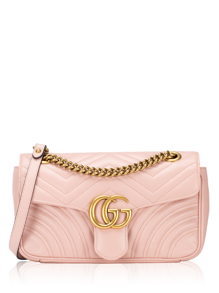 Calfskin Matelasse GG Marmont Small Shoulder Bag Perfect Pink