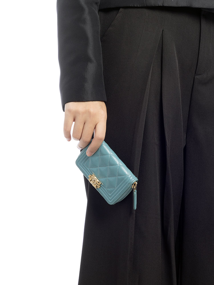Caviar Boy Zip Card Wallet Blue