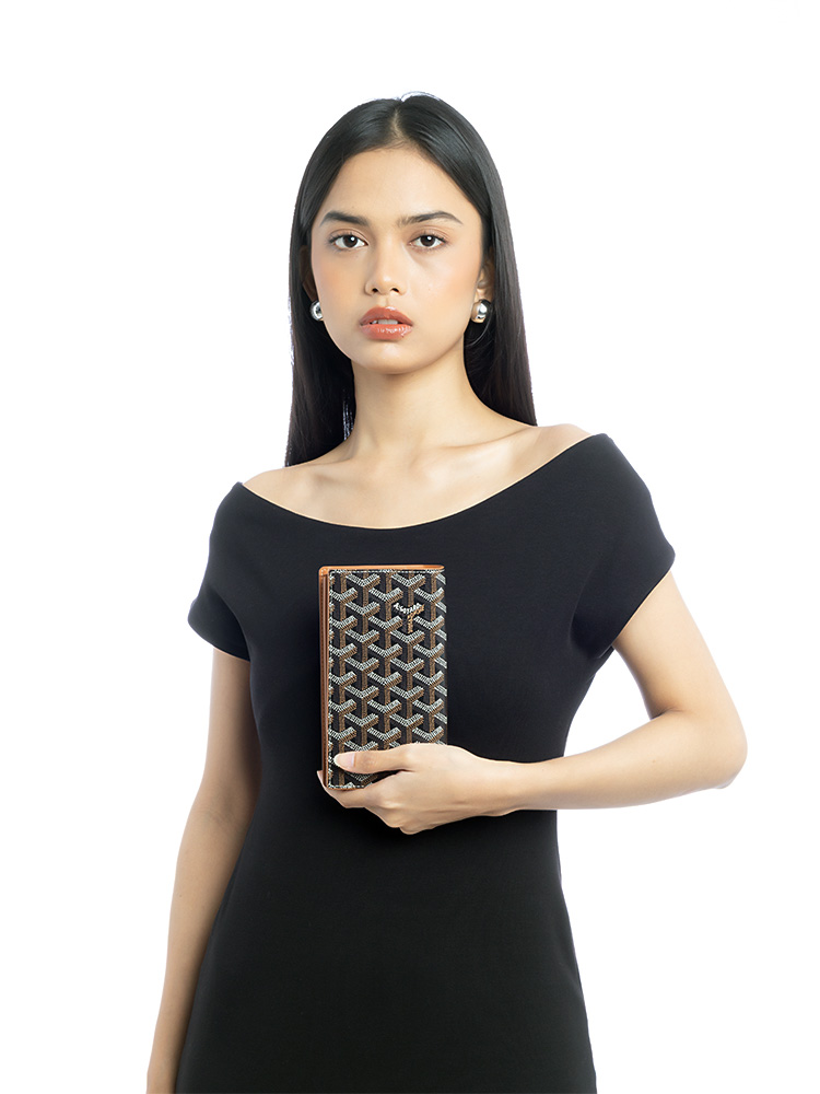 Goyardine Saint-Lambert Long Bifold Wallet Black Gold