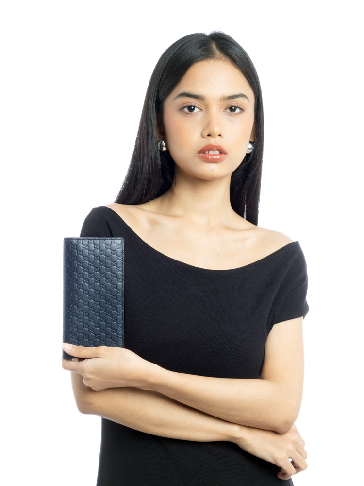 Microguccissima Bifold Long Wallet Dark Navy