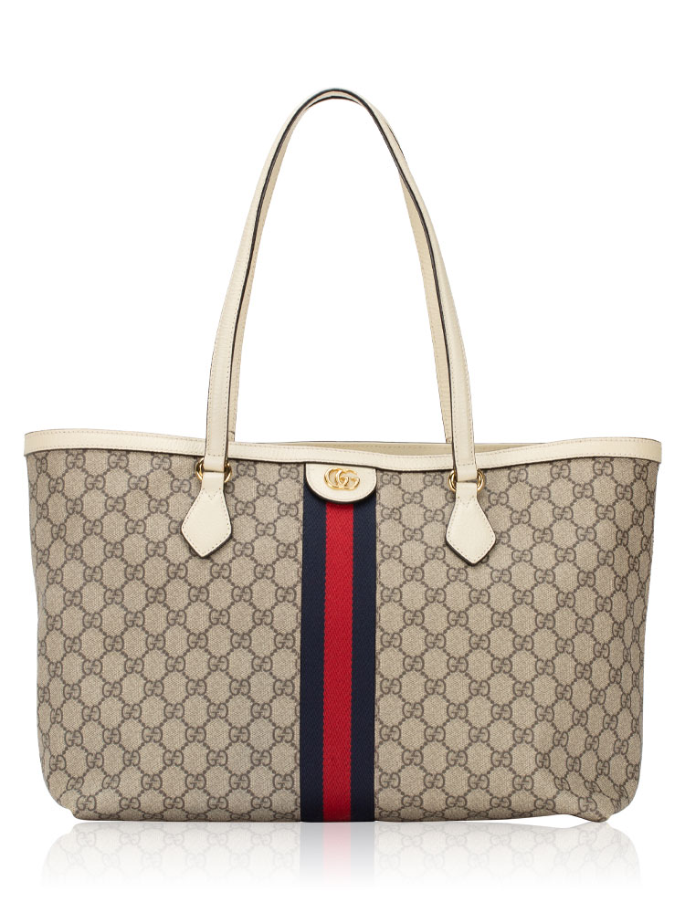 GG Supreme Web Ophidia Large Tote Beige Mystic White