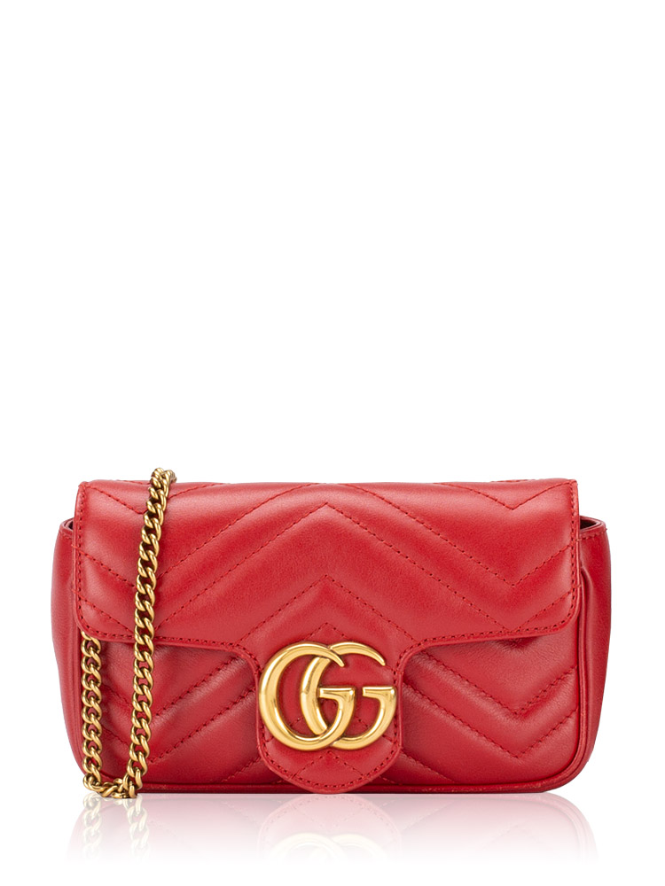 GG Marmont Matelasse Super Mini Shoulder Bag Hibiscus Red