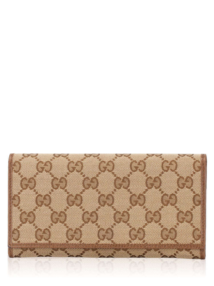 GG Canvas Continental Flap Wallet Beige Ebony